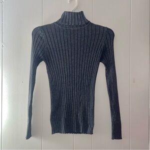 George Charcoal Ribbed Turtleneck Sweater